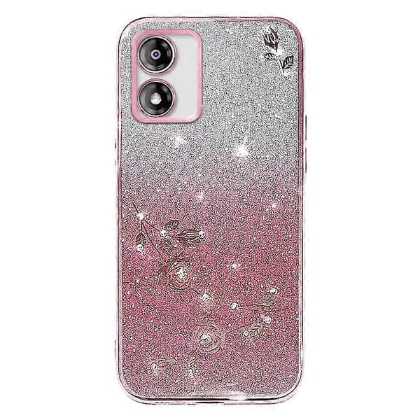 For Motorola Moto E13 4G Gradient Glitter Blomsterdekor Telefondeksel