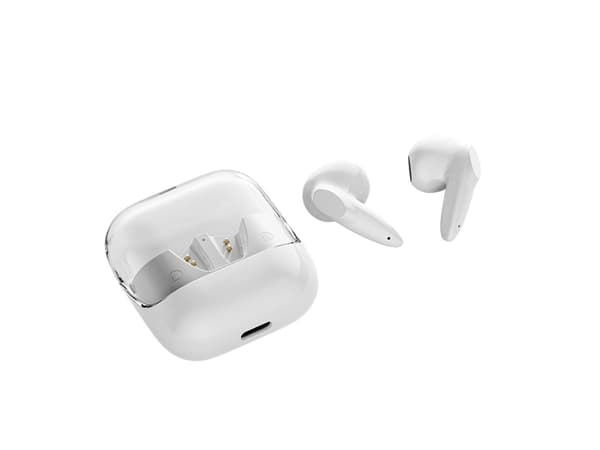 Vita Bluetooth-hörlurar utan kamera