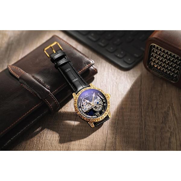Skelettklocka Transparent Urverk Mekanisk Klocka Lyx Tourbillon Självuppdragande Herrklocka