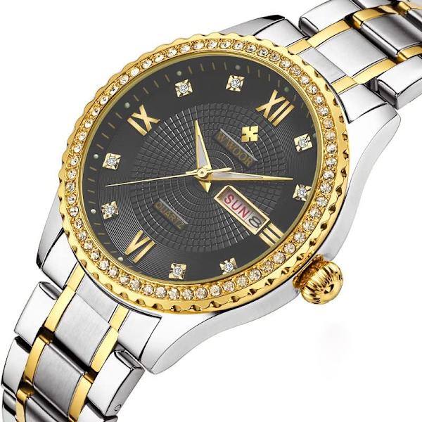 Par Klocka Diamant Kvarts Herrklocka Lysande Damklocka Datum Affärs Par Klocka Vattentät Lyx Armbandsur Analog Display