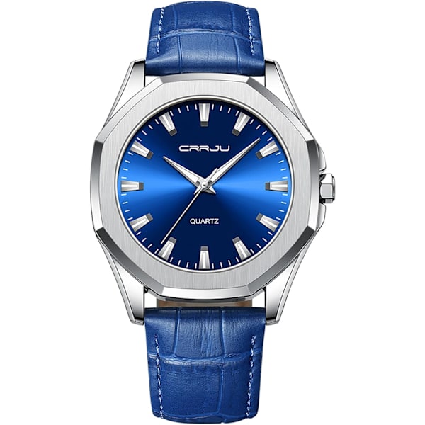Klocka Läderrem Casual Herrarmbandsur Octagon Urtavla Lysande Business Quartz Klockor för Män Vattentät Analog Display