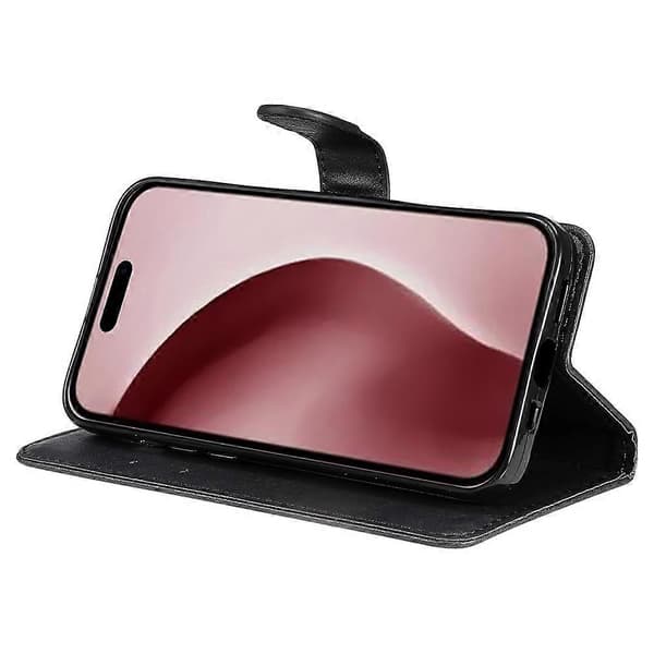 Läderfodral för iPhone 16 Pro, skyddande mobilskal i enfärgad design