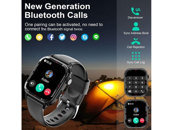 1,85 tums Fitness Tracker Smartklockor Utomhus Sportklocka för Android Iphone