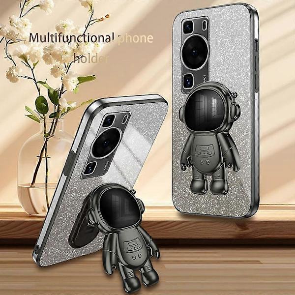 För Huawei P60 Astronaut Ställ Glitter Pulver Mobilskal PC+TPU Fodral