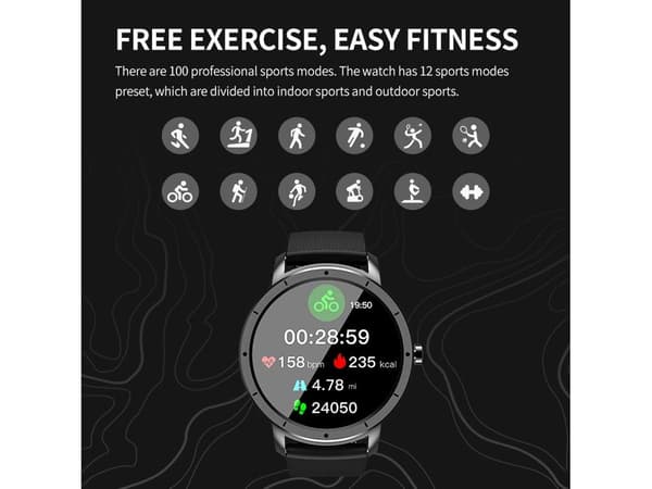 Älykellot Fitness Tracker Vedenpitävä IP68 Harmaa