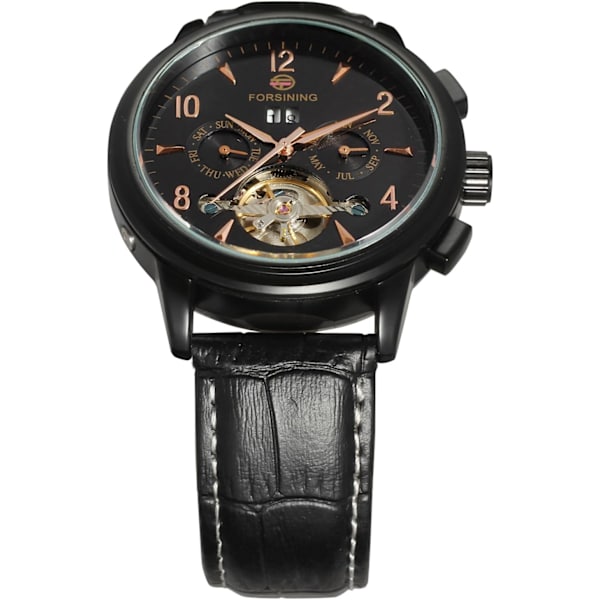 Herrklocka Automatisk Tourbillon Dag Kalender Läderarmband Militärkollektion FSG16577M3B1
