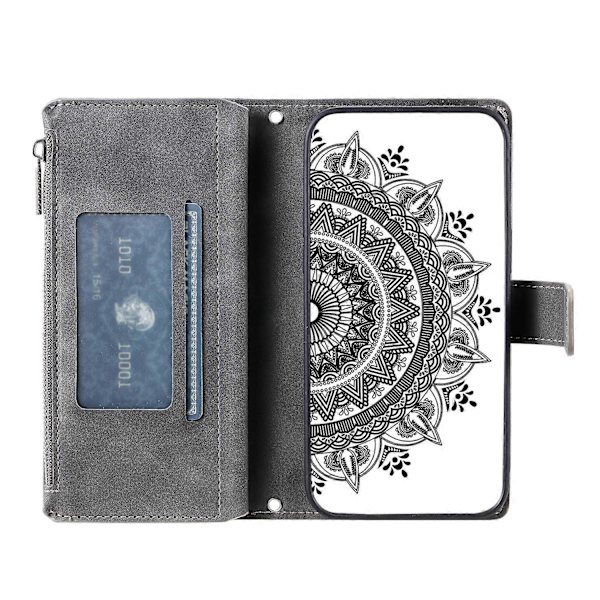 För Motorola Edge 50 Pro 5G Fodral Mandala Blomma Läder Flip Dragkedja Ställ Telefonskydd