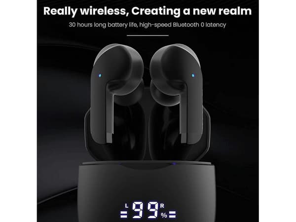 True Stereo Mics Bluetooth Trådlösa Hörlurar Svart