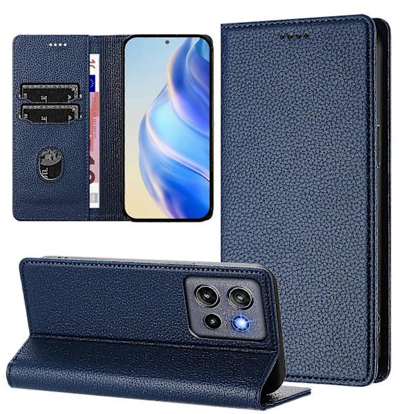 Plånboksfodral för Motorola Edge 50 Neo 5G RFID-blockerande Läder Mobilskal med Litchi-textur