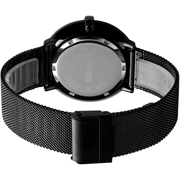 Herrklockor Ultratunna Armbandsur för Män Minimalistisk Vattentät Kvarts Analogt Rostfritt Stål Meshband Klocka