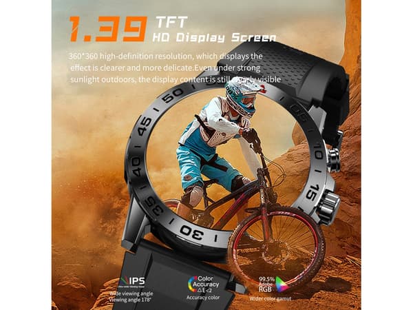 I81 Smartwatch med bevægelsesdetektering, sort