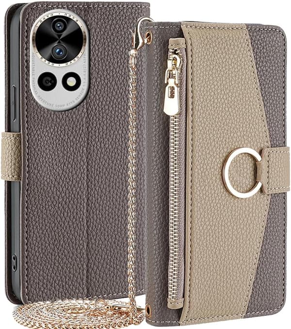 Plånboksfodral - Huawei nova 12 Pro/Ultra 5G - PU Läder - Stötsäker - Axelrem Gray