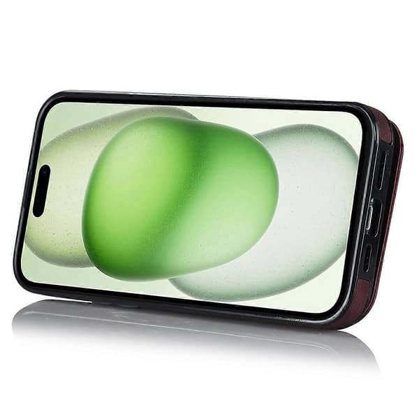 För iPhone 15 Plus Baksida RFID-blockerande Telefonfodral Plånbok Retro PU+TPU Ställfodral