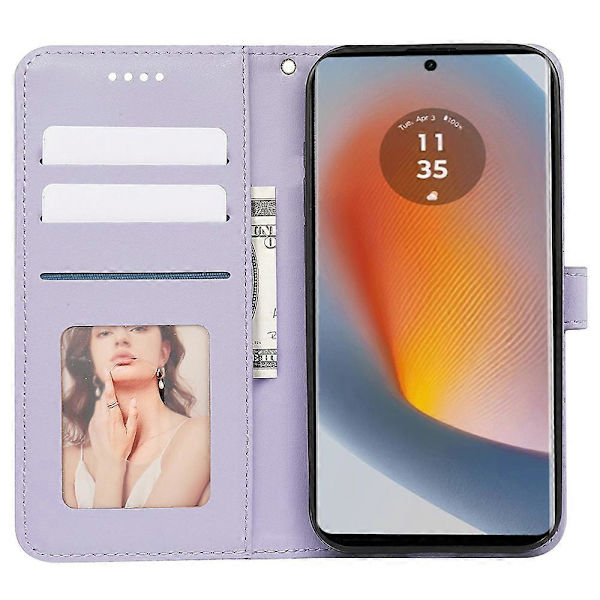 För Motorola Edge 50 Fusion 5G PU Läderfodral Kubiskt Rutnät Telefonskal