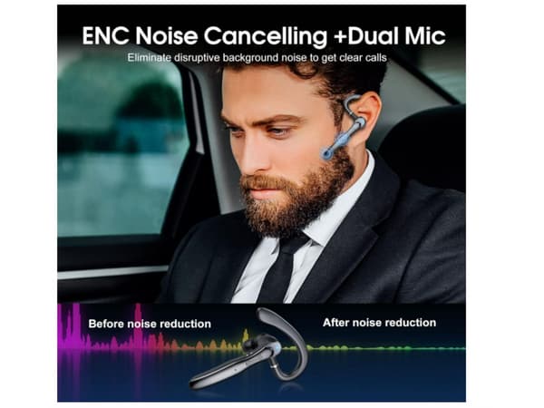 Bluetooth Hörlurar Samtalstimmar Brusreducering Dubbel LED-Display Brusreducerande Svart