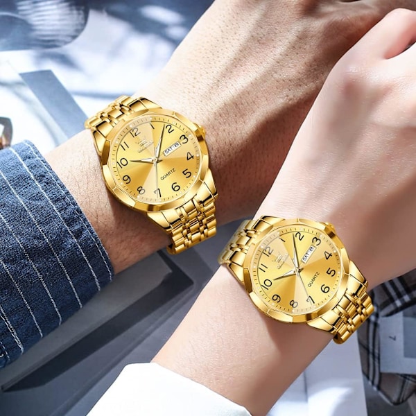 Klocka för män, kvinnor, unisex med bred urtavla, diamant, lyxig kostymklocka, analog kvarts, rostfritt stål, vattentät, lysande datum, business casual armbandsur