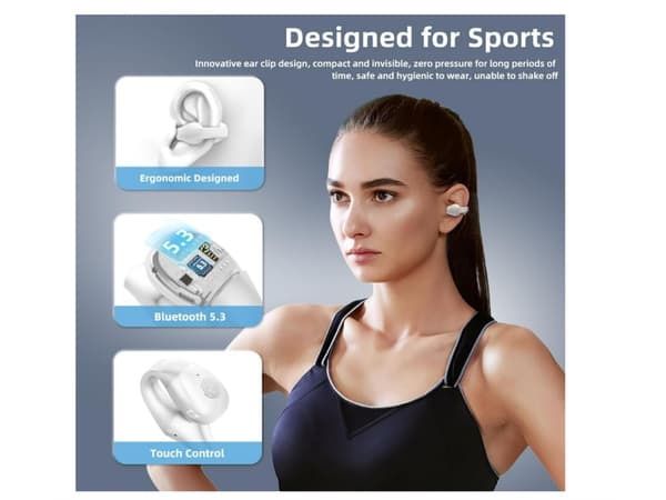 In-Ear Hörlurar Stereo Hifi Conduction Bluetooth Vattentät Vit
