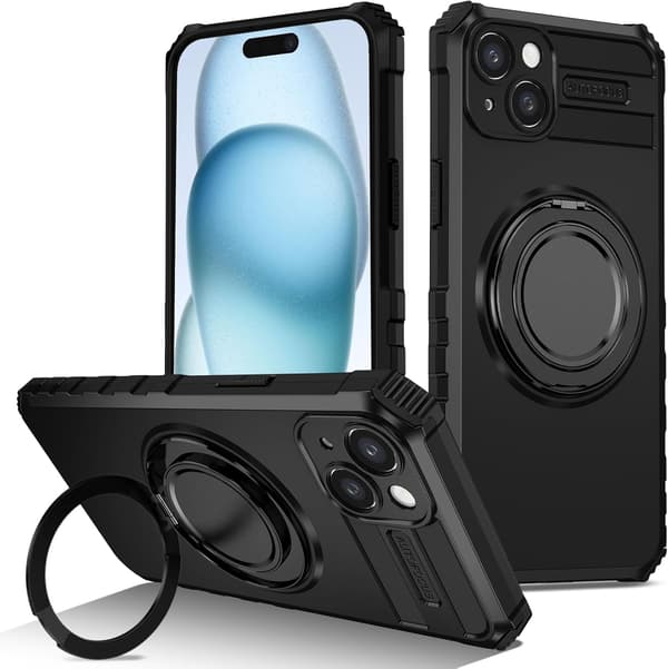Beskyttelsesdeksel - iPhone 15/14 Plus - Magnetisk - 360° Roterende - Støtsikker Black iPhone 15 Plus/iPhone 14 Plus