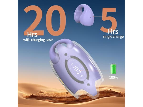 Lila Bluetooth Öppna Öron Clip Hörlurar