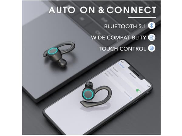 Over-Ear Hörlurar Dubbla Mikrofoner Vattentäta Bluetooth Svarta