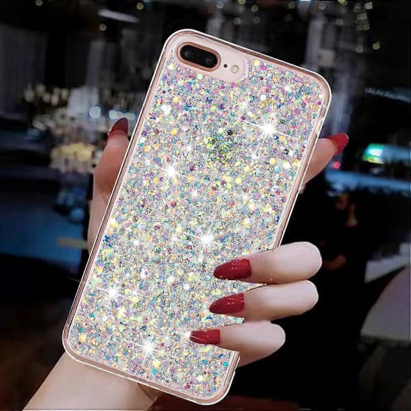 Til iPhone 6 Plus/7 Plus/8 Plus 5.5 tommer Glitterpulver Dekor Telefon Cover Epoxy TPU Telefon Case