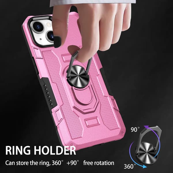 Telefoncover - iPhone 15 - Ringholder - Stødsikkert - Pink