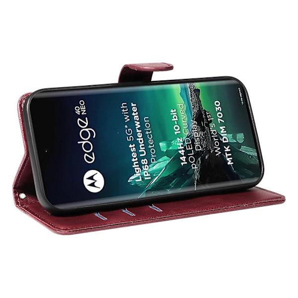För Motorola Edge 40 Neo 5G Fodral Lins Avtryck Plånbok Telefon Läderfodral