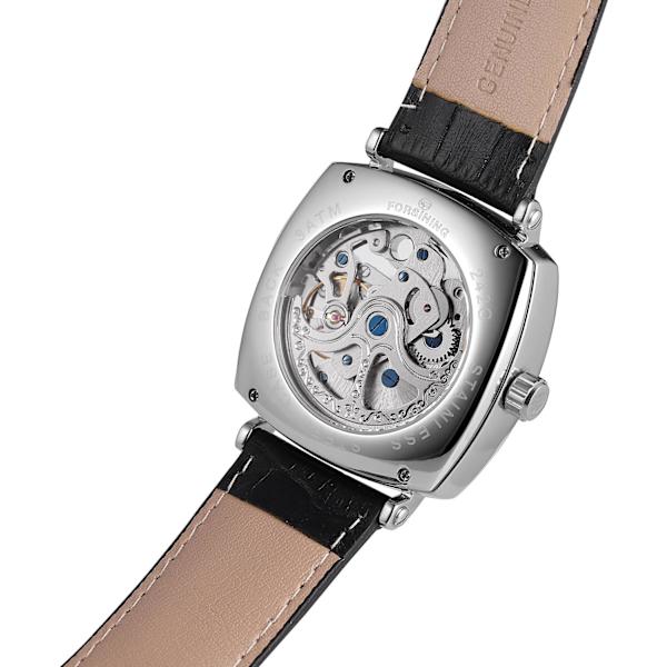 Lyxig Skeletturtavla Automatisk Herrklocka Kollektion med Äkta Läderarmband