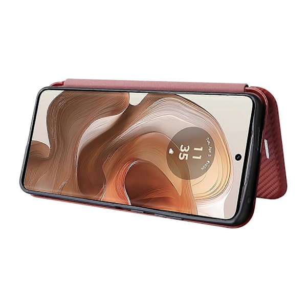 För Motorola Edge 50 Ultra 5G/ Moto X50 Ultra 5G Mobilskal Kortplatser Kolfibertextur Läderfodral med Ställ