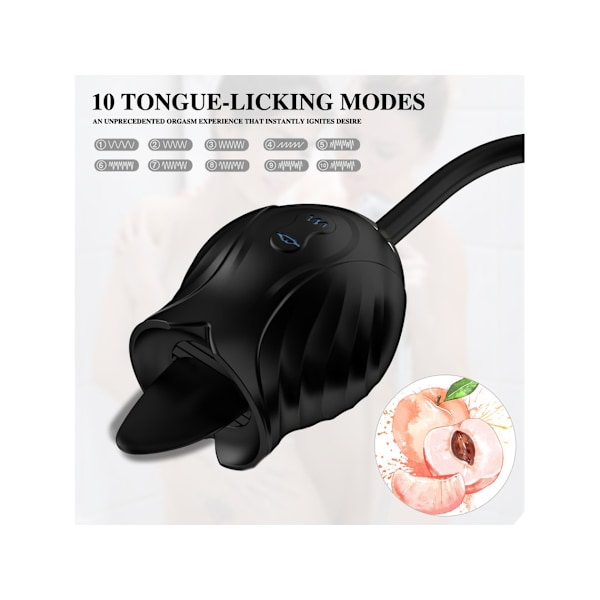 Ros Tunga Slickande Teleskopisk Massage Vibrator för Kvinnor (Svart)