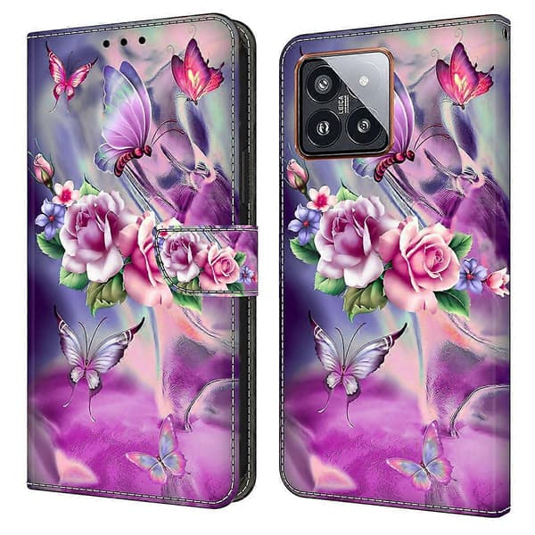 3D Mönstertryck Läder Telefonfodral för Xiaomi 14 Pro, Plånboksdesign