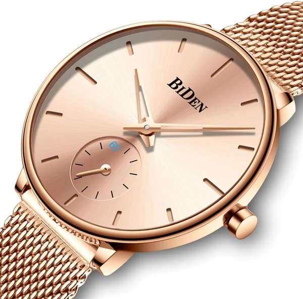 Dame Ultra Tynd Rustfrit Stål Mesh Bånd Analog Quartz Simpel Kjole Armbåndsure