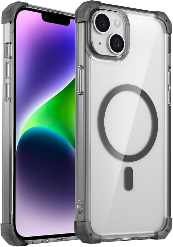 Telefonfodral - iPhone 15 - Magnetiskt - Anti-fall - Transparent Black iPhone 15