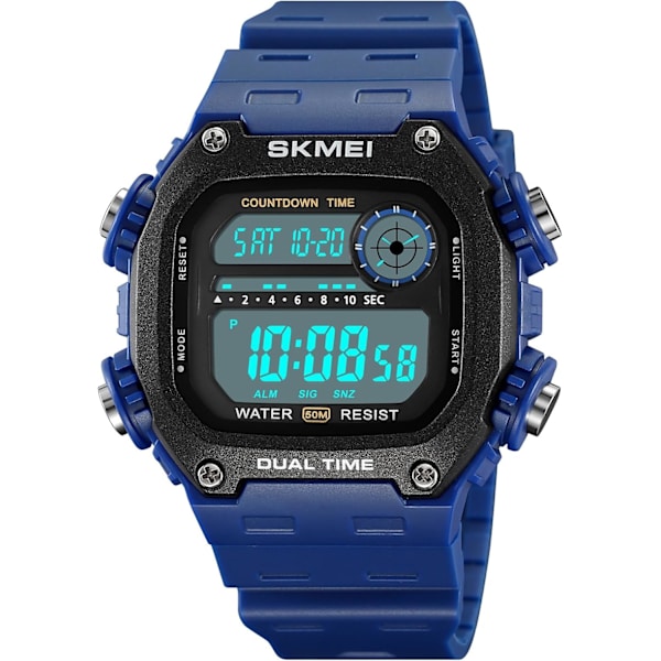 Multifunktionell LED Digital Klocka Utomhus Sport Herrklockor Alarm Datum Armbandsur för Män 5Bar Vattentät Stoppur