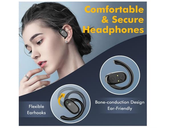 Icke-benledande Over Ear Hook Bluetooth Hörlurar Svart