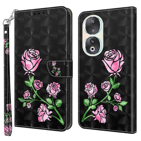 3D Mönstertryck Läderplånbok Design Telefonskal för Honor 90