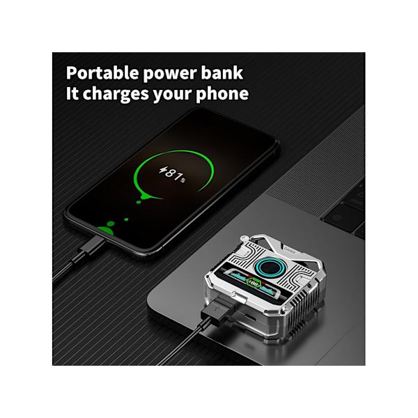 Punk Digital Display TWS Trådlösa Bluetooth Hörlurar Silver