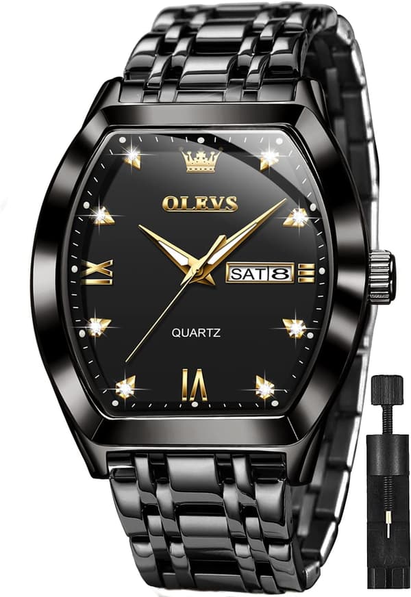 Herre quartz ure, luksus diamant og guld armbåndsure.