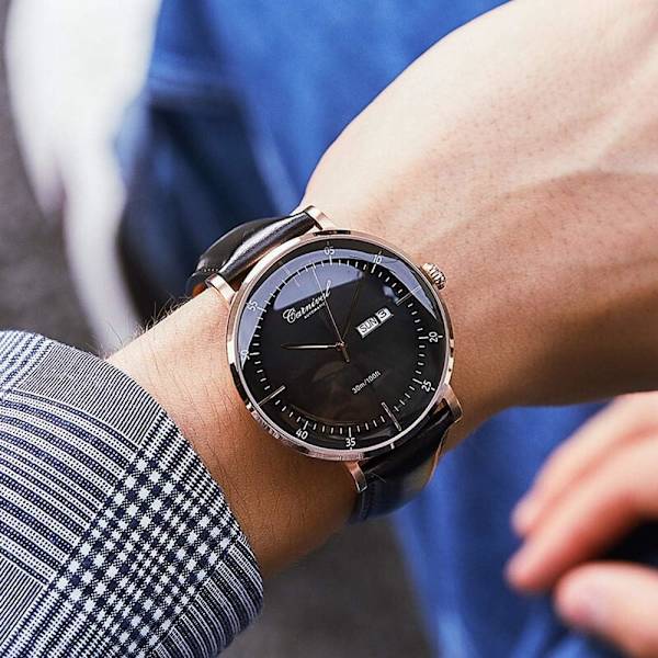 Lyxiga Klockmärken Automatisk Klocka Herr Läderarmband Casual Business Datumklocka