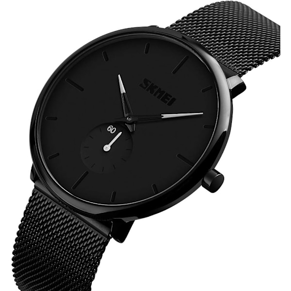 Herrklockor Ultratunna Armbandsur för Män Minimalistisk Vattentät Kvarts Analogt Rostfritt Stål Meshband Klocka