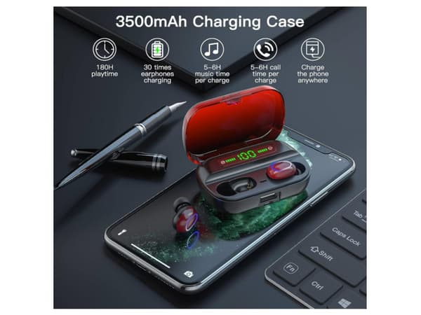 Brusreducerande Vattentäta Bluetooth Hörlurar Utan Bas Röd