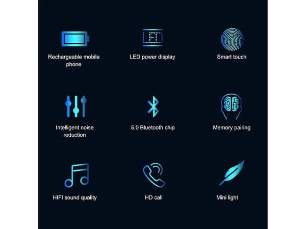 TWS Touchless Intense Intra Power Bluetooth Hörlurar Svart