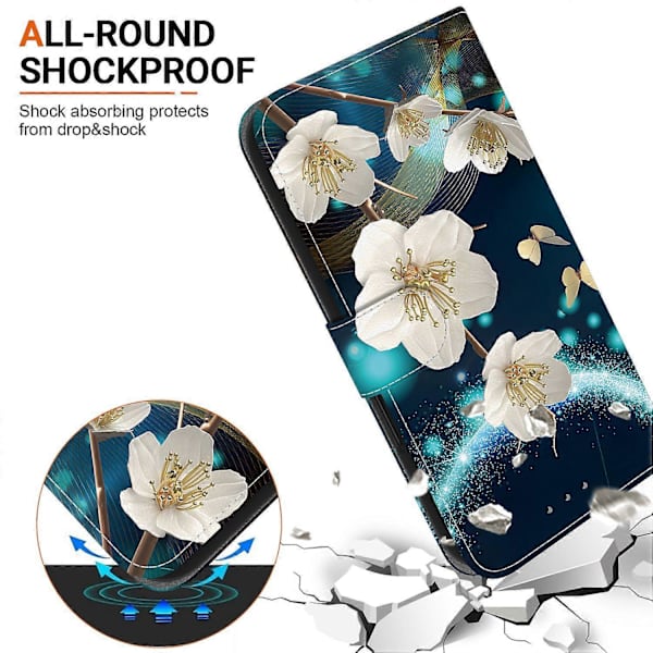 Mönstrat tryckfodral i läderplånboksstil med snodd för Motorola Edge 50 Fusion 5G