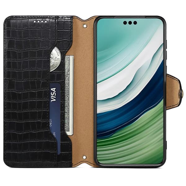 Læderetui med telefonstativ og tegnebogsfunktion til Huawei Mate 60 Pro+