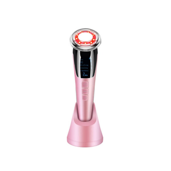 Ultraljud Skönhetsinstrument LED Ljusterapi Anti-Åldrande Anti-Rynkor Rosa YEMAESRE