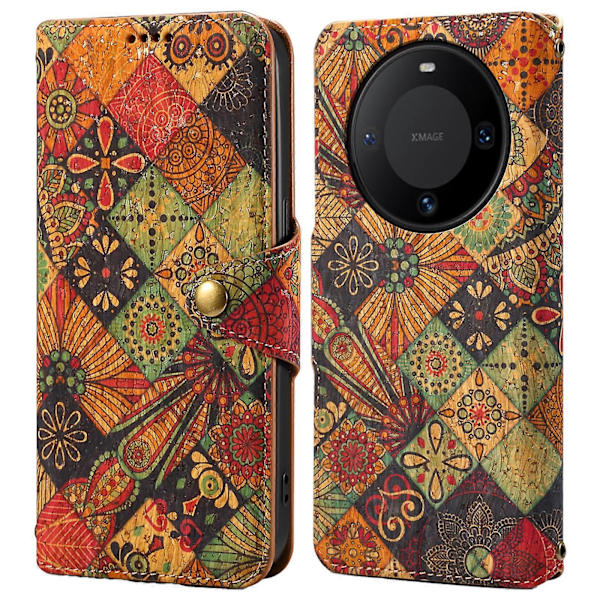 Blommigt Läderplånboksfodral för Huawei Mate 60
