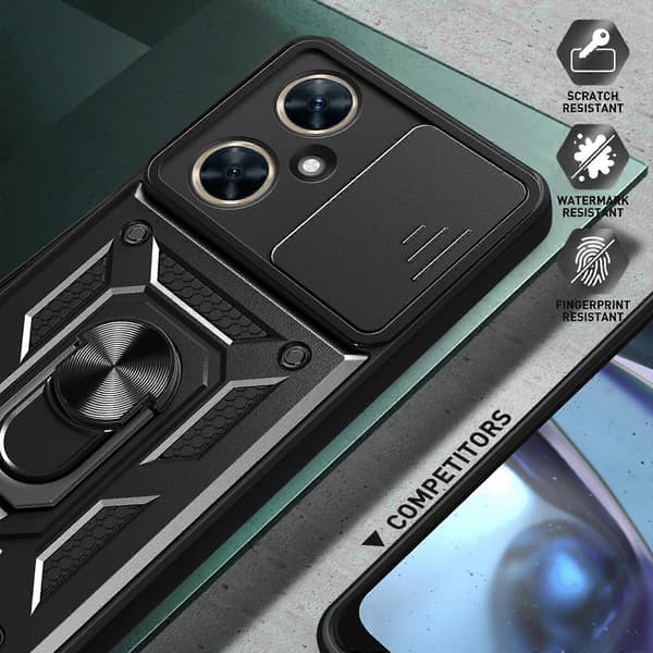För Huawei Nova 11i Mobilskal Skjutbart Linsskydd PC+TPU Ställskydd