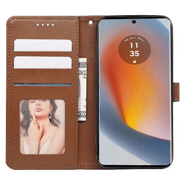 För Motorola Edge 50 Fusion 5G PU Läderfodral Kubiskt Rutnät Telefonskal