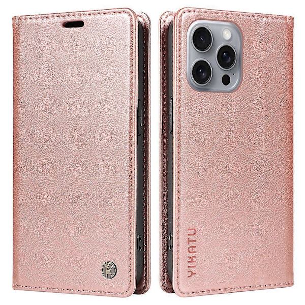 Plånboksfodral i läder med magnetlås för iPhone 16 Pro Max