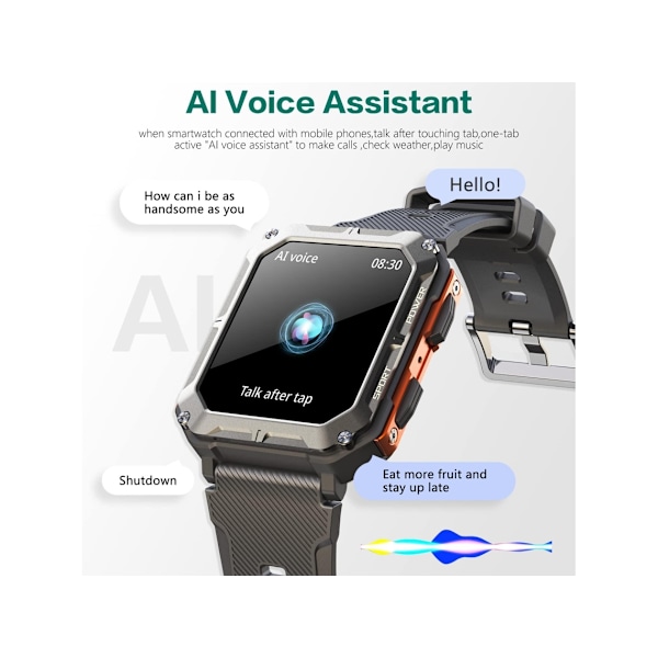 Militär Smartklocka för Män med Samtalsfunktion som Kan Ringa och Ta Emot Samtal Kompatibel med Ios Android Tracker